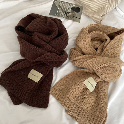 Cozy Winter Cashmere Solid Color Scarf Wool Knitted Scarf W8