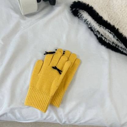 Cozy Cute Bow Winter Cashmere Glove |Soft Thick Solid Color Gloves |Warm Knitted Gloves G19