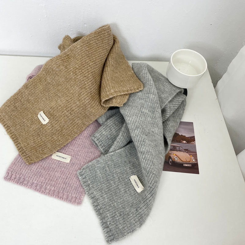 Stylish Cashmere Solid Color Scarf | Simple Warm Wool Knitted Scarf W11