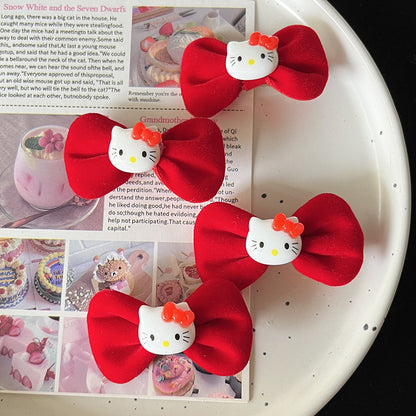 Glossy red bow Kitty Hair Clip|Hair Claw |Hair Barrette |Duckbill Hairpin A193