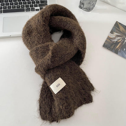 Soft Cashmere Solid Color Scarf | Simple Warm Wool Knitted Scarf W16