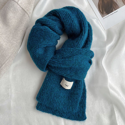 Soft Mohair Solid Color Scarf | Simple Warm Wool Knitted Scarf W26