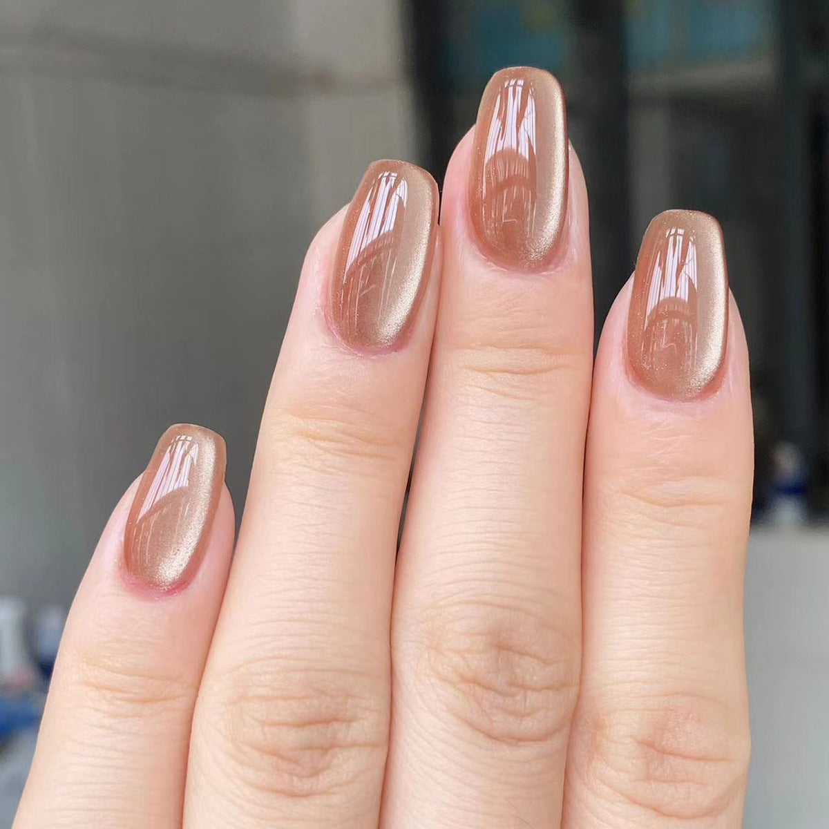 Rose Gold Foil | Medium Coffin Manicure | Press On Nails N781