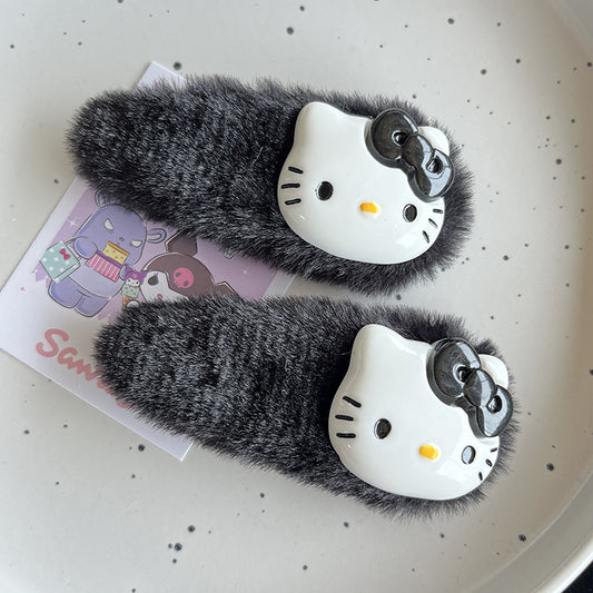 Delightful Plush Kitty Hair Clip |Furry Hair Snap Clip |Hair Barrette |Duckbill Hairpin 2pcs A242