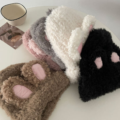 Cozy Cute Rabbit Plush Winter Cashmere Knit Beanie Hat |Stretch Bunny Beanie Hat M10