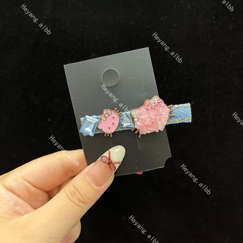 Diamond Kitty Hair Clip |Hair Snap Clip |Hair Barrette |Duckbill Hairpin  A243