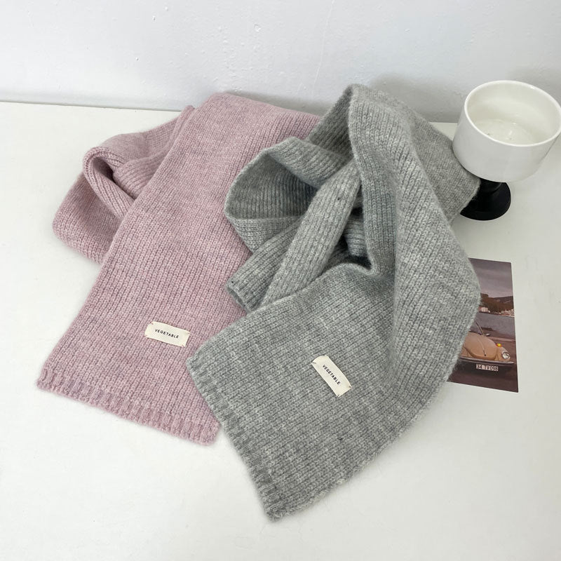 Stylish Cashmere Solid Color Scarf | Simple Warm Wool Knitted Scarf W11