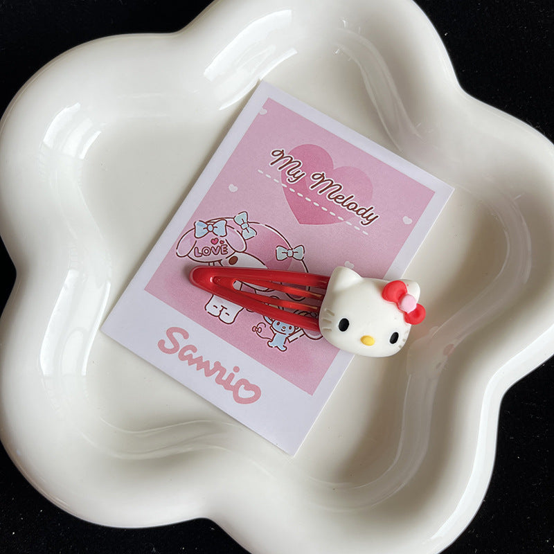 Kitty Bow Basic Hair Clip |Hair Snap Clip |Hair Barrette |Duckbill Hairpin 2pcs A198