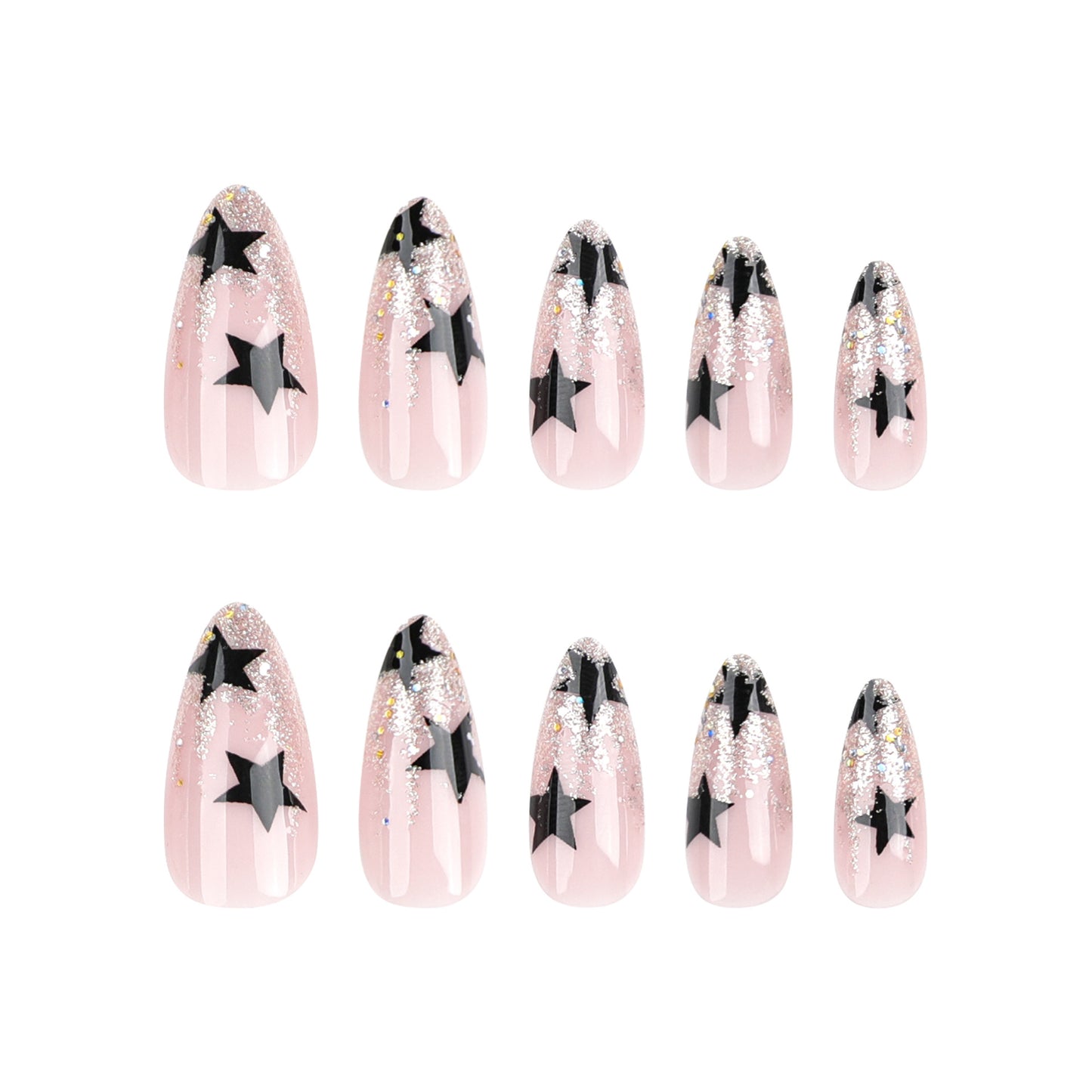 Star Delight | Medium Coffin Manicure | Press On Nails N791