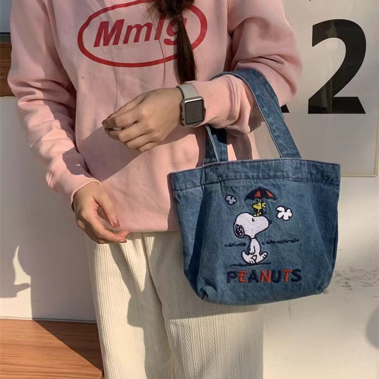 Snoopy Denim Bucket Bag | Casual Tote Bags | Shoulder Bag |Handbags B46