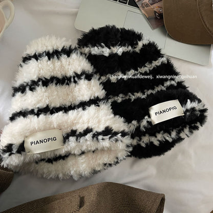 Cozy Plush Stripe Winter Cashmere Knit Beanie Hat |Stretch Ribbed Beanie Hat M18