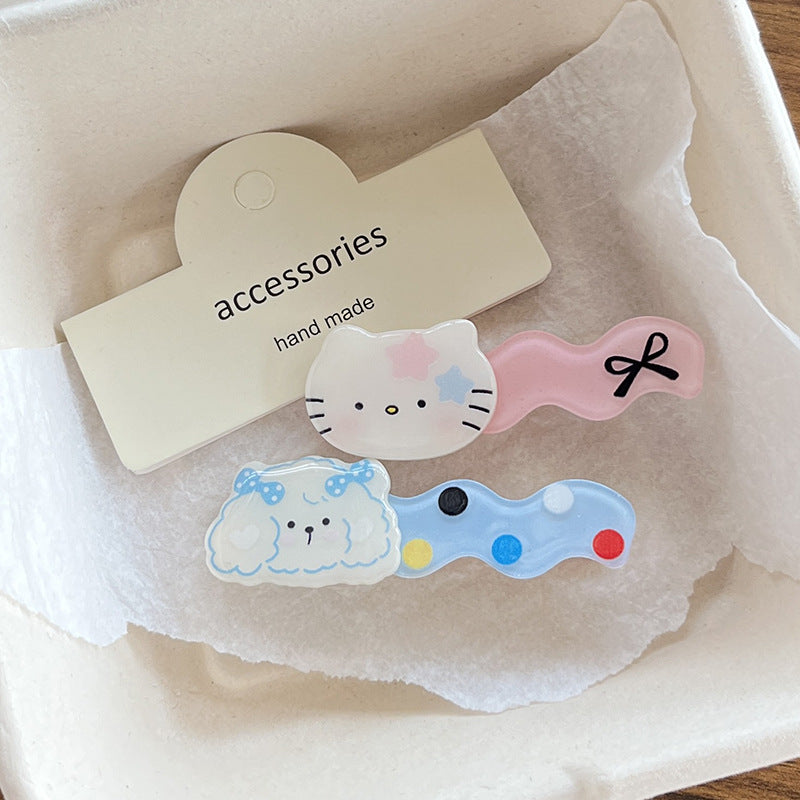 Acetate Kitty Hair Clip |Hair Snap Clip |Hair Barrette |Duckbill Hairpin 2pcs A386