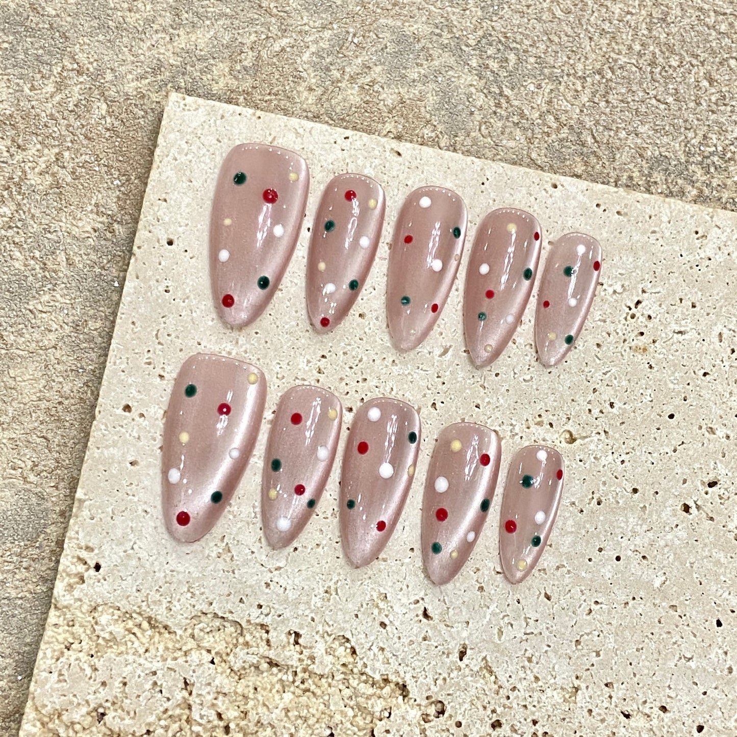 Fun Dot|Long Almond Manicure | Handmade Press On Nails H351