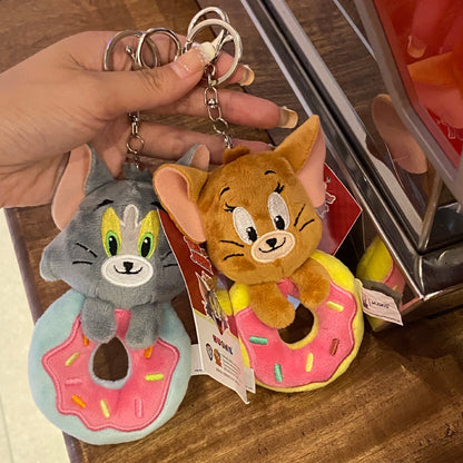 Cute Cartoon Donut Tom Jerry Design Bag KeyChain |Pendant Plush Schoolbag Hanging Decoration Gift K11