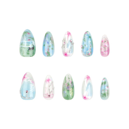 Garden Blooms | Medium Almond Manicure | Press On Nails N808