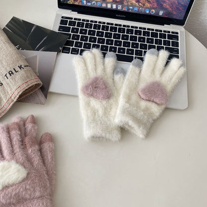 Cozy Cute Heart Winter Cashmere Glove |Soft Thick Solid Color Gloves |Warm Knitted Gloves G13