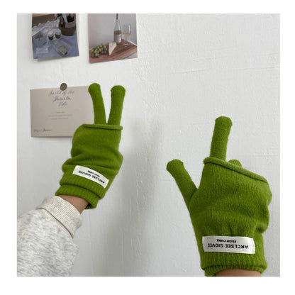 Cozy Winter Cashmere Solid Color Gloves Knitted Gloves G3