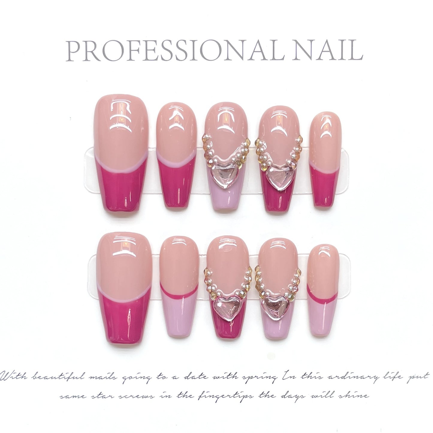 Rosy Pink Hue| Long Coffin Manicure  | Handmade Press on Nails H395