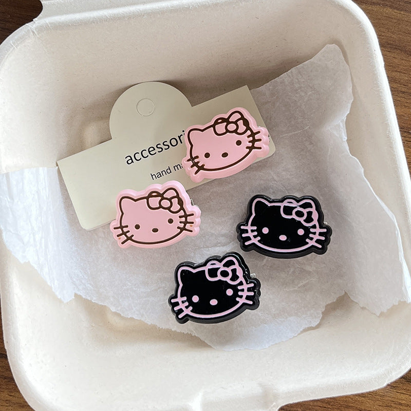 Enamel Kitty Hair Clip|Hair Slide|Hair Barrette |Duckbill Hairpin 2pcs A239