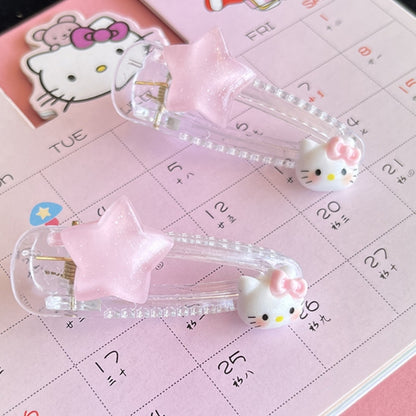 Glitter Star Kitty Hair Clip |Hair Snap Clip|Hair Barrette |Duckbill Hairpin 2pcs A208