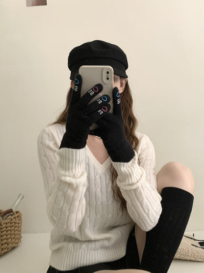 Cozy Cute Winter Cashmere Glove |Soft Thick Solid Color Gloves |Warm Knitted Gloves G9