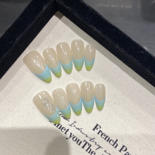 Fresh Summer | Medium Almond Manicure | Handmade Press On Nails H343