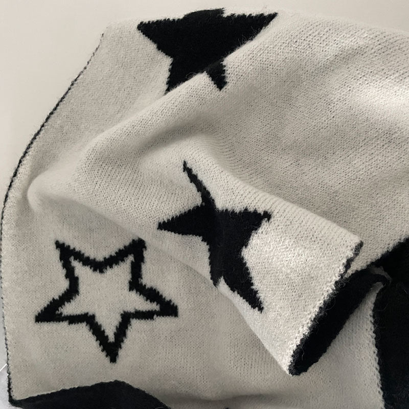 Cute Dog Bear Star Cashmere Solid Color Scarf | Simple Puppy Warm Wool Knitted Scarf W59