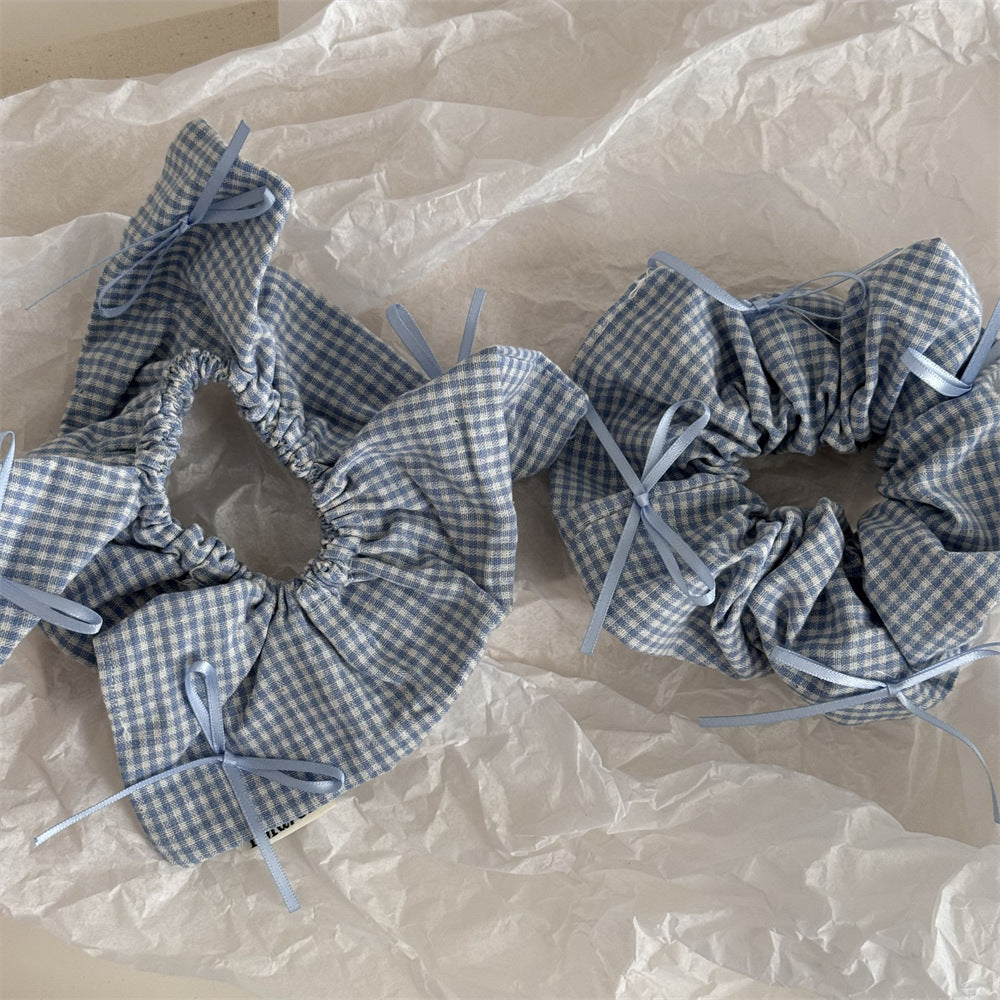 Azure Grid Hair Tie|Ponytail Holders Barrette|Hair Scrunchie HT66