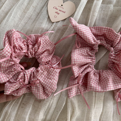 Pretty Pink Plaid Hair Tie||Ponytail Holders Barrette|Hair Scrunchie HT58