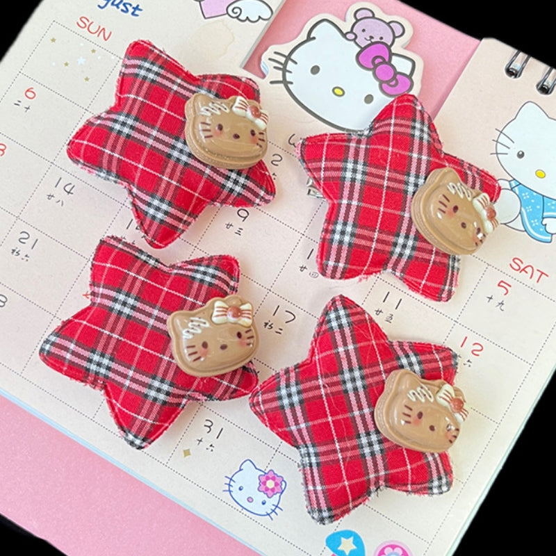 Star Kitty Hair Clip |Hair Snap Clip |Hair Barrette |Duckbill Hairpin 2pcs A303