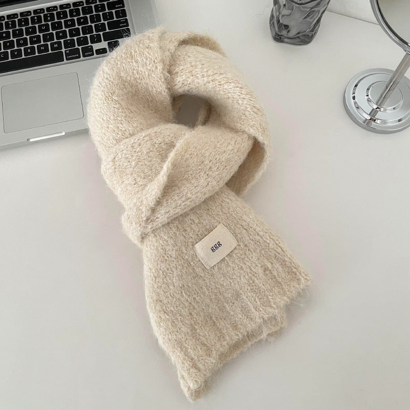 Soft Cashmere Solid Color Scarf | Simple Warm Wool Knitted Scarf W16