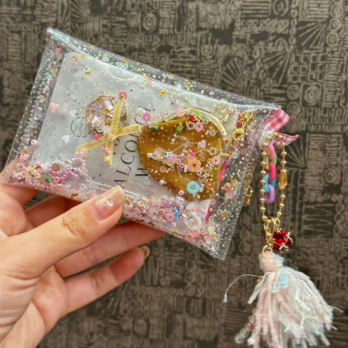 Transparent Bling Bling Mini Bags | Pouch Keychain Wallet| Cosmetic Bag | Airpods Bag Coin Purse B38