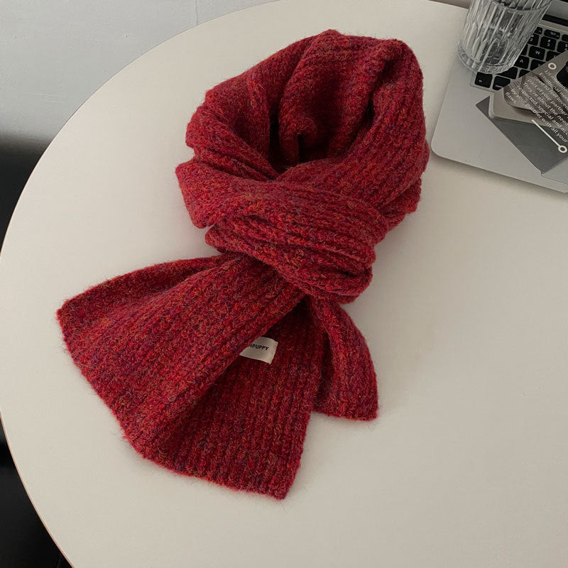 Cozy Ribbed Winter Cashmere Solid Color Scarf |Wool Knitted Shawls W41