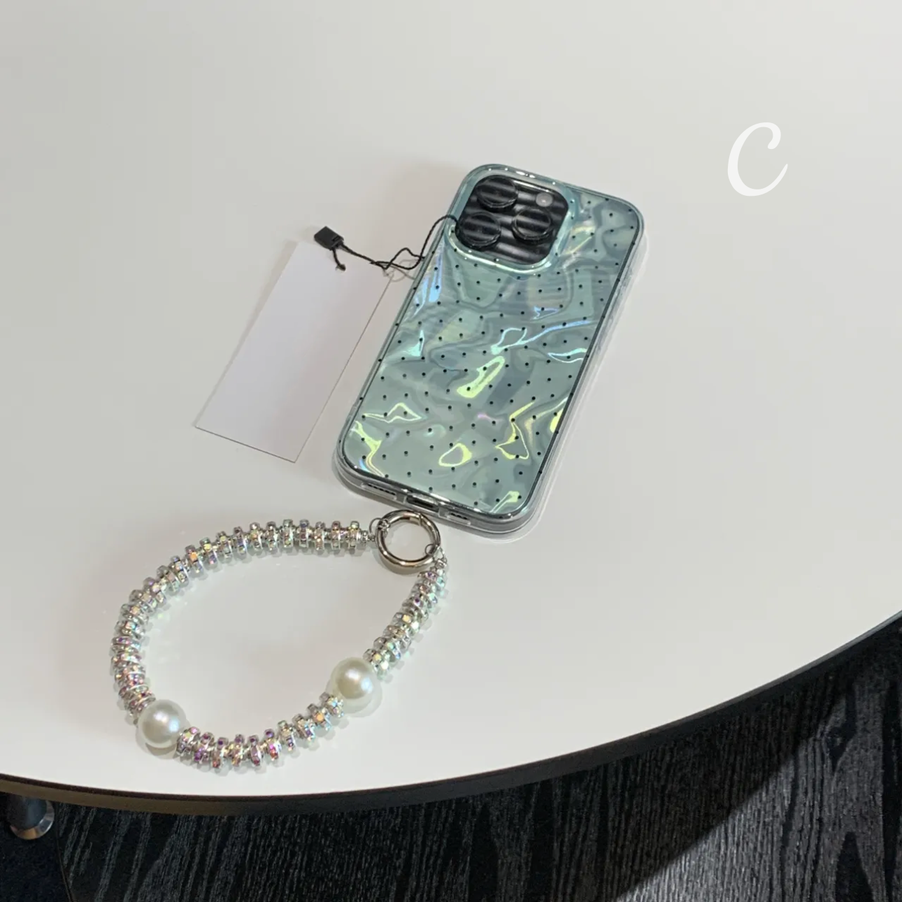 Minty Dots iPhone Case with Phone Chian L39