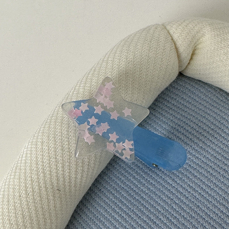 Azure Hair Clip |Star Hair Snap Clip|Fluffy Cloud Hair Barrette |Duckbill Hairpin  A89