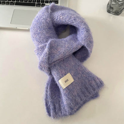 Soft Cashmere Solid Color Scarf | Simple Warm Wool Knitted Scarf W16