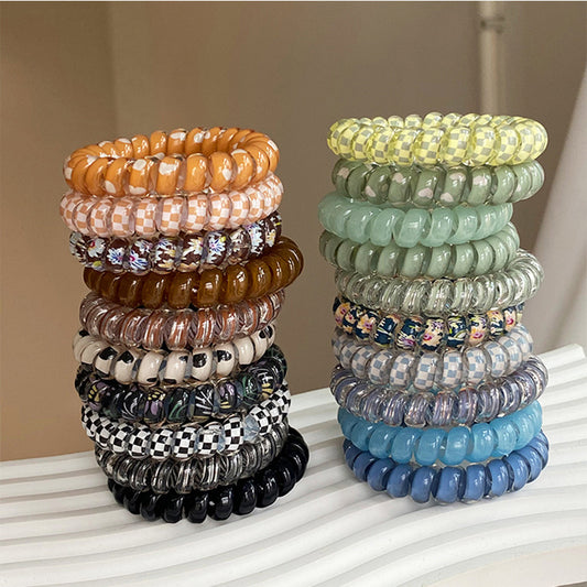 Hues Galore Telephone Wire Hair Tie|Coil Hair Band |Ponytail Holders Barrette|Spiral Hair Scrunchie 5pcs HT61