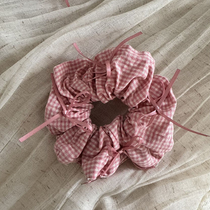 Pretty Pink Plaid Hair Tie||Ponytail Holders Barrette|Hair Scrunchie HT58