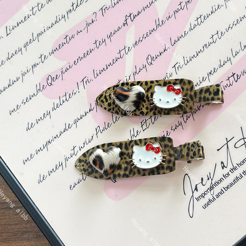 Silver Kitty Leopard Hair Clip |Hair Claw |Hair Barrette|Duckbill Hairpin A329