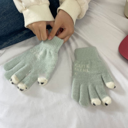 Cozy Cute Panda Winter Cashmere Glove |Soft Thick Solid Color Gloves |Warm Knitted Gloves G11