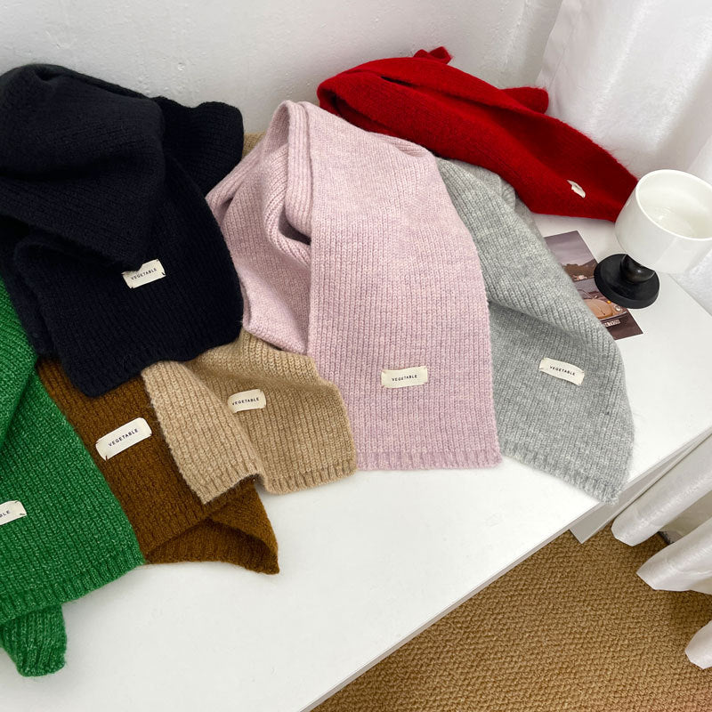 Stylish Cashmere Solid Color Scarf | Simple Warm Wool Knitted Scarf W11