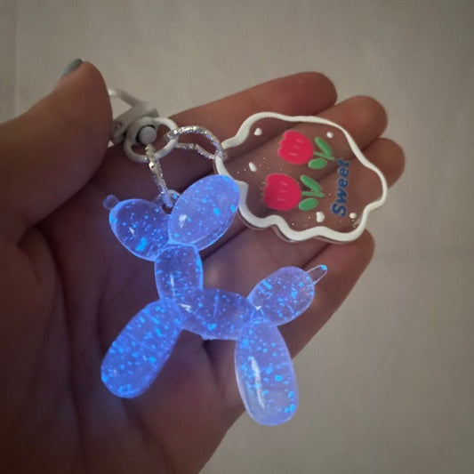 Glow in dark Balloon Dog Design Bag KeyChain |Pendant Schoolbag Hanging Decoration K35