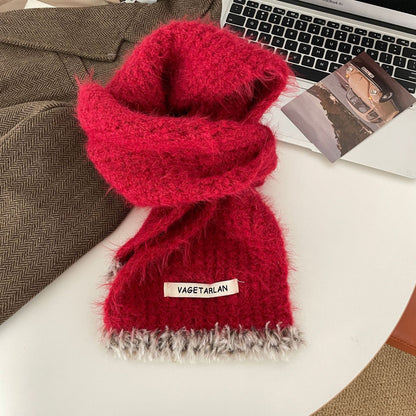 Cozy Winter Plush Cashmere Solid Color Scarf |Warm Wool Knitted Shawls W53