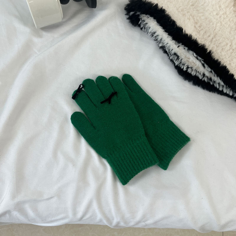 Cozy Cute Bow Winter Cashmere Glove |Soft Thick Solid Color Gloves |Warm Knitted Gloves G19