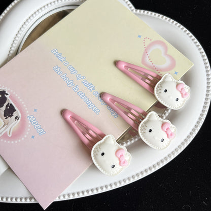 Kitty Bow Basic Hair Clip |Hair Snap Clip |Hair Barrette |Duckbill Hairpin 2pcs A198