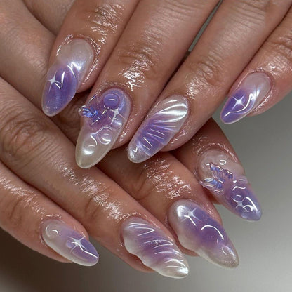 Lilac Blur | Medium Almond Manicure | Press On Nails N801