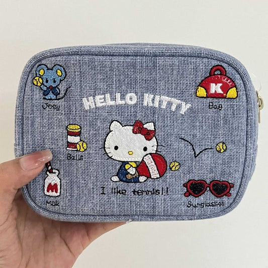 Embroidery Kitty Denim Storage Bags |Pouch Keychain Wallet| Cosmetic Makeup Bag | Pencil case Coin Purse B28