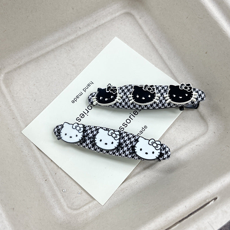 Houndstooth Kitty Hair Clip |Hair Snap Clip|Hair Barrette |Duckbill Hairpin A370