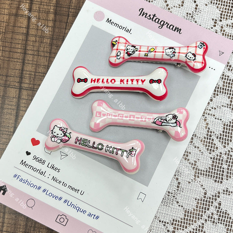 Kitty Bone Hair Clip |Hair Snap Clip|Hair Barrette |Duckbill Hairpin 2pcs A250