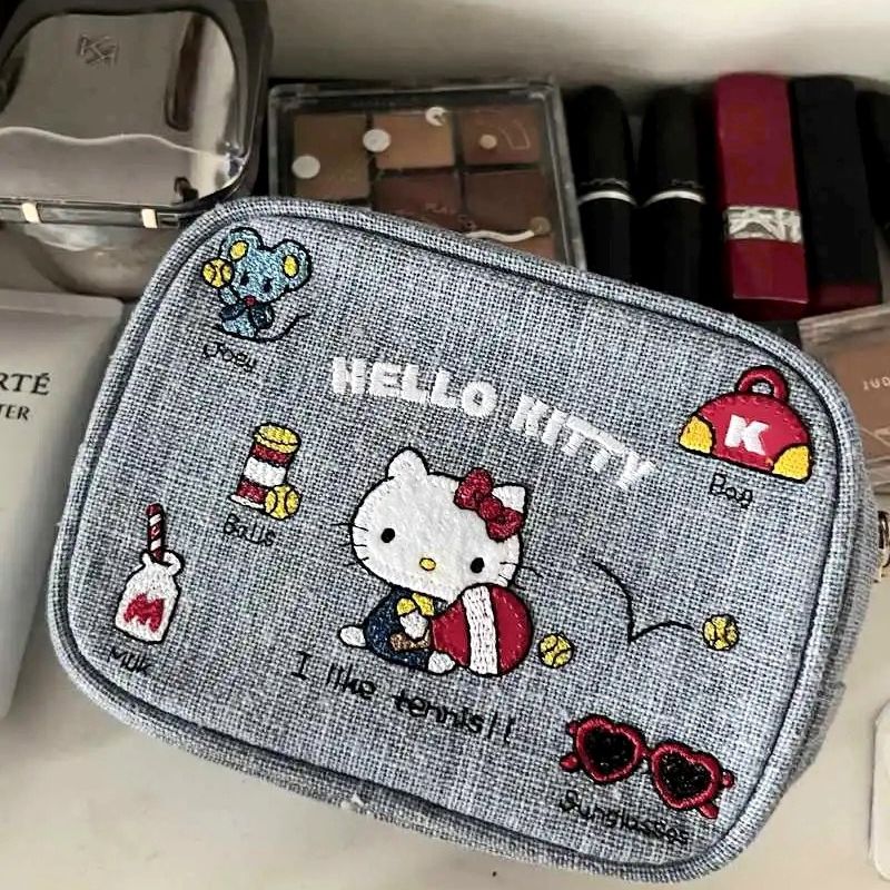 Embroidery Kitty Denim Storage Bags |Pouch Keychain Wallet| Cosmetic Makeup Bag | Pencil case Coin Purse B28